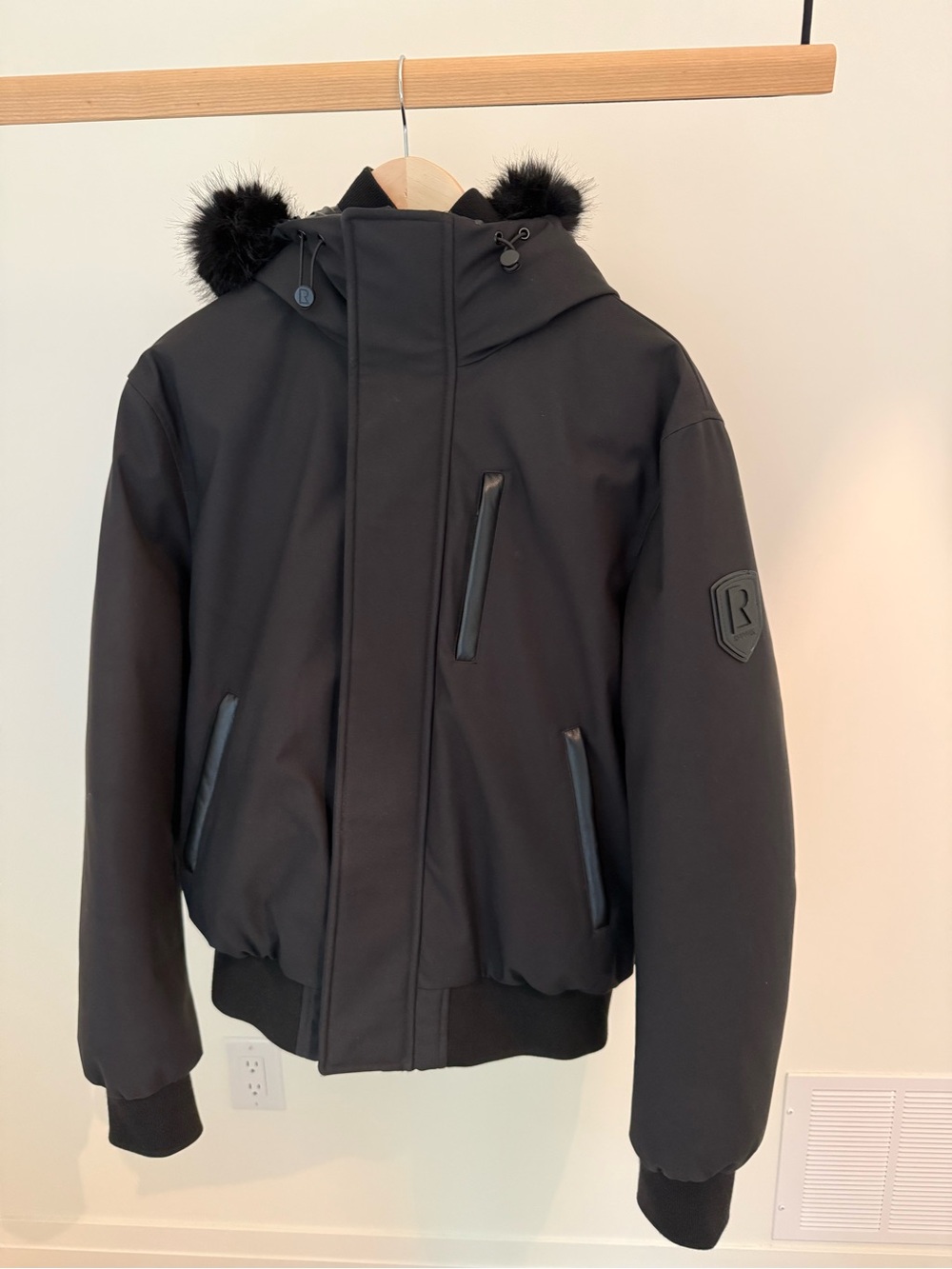 Rudsak Deacon Men's Black Bomber Jacket with Hood